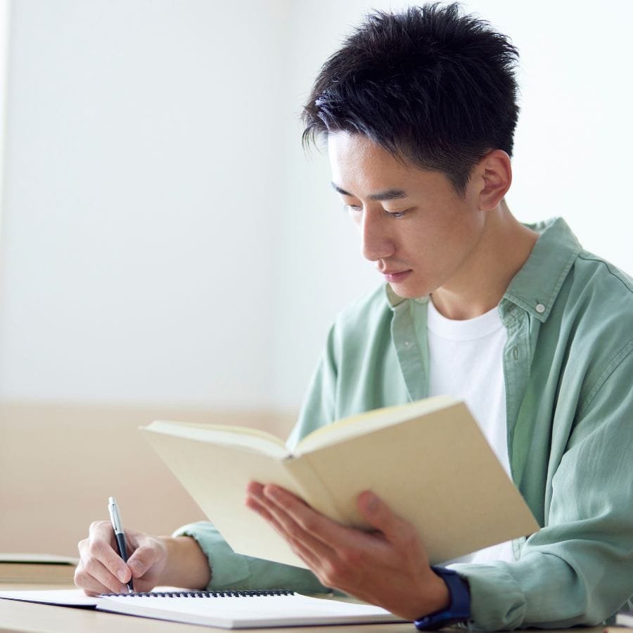Man studying for PE exam.